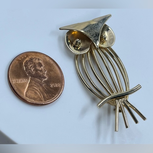 Winard vintage 12kgf gold filled 1 5/8” owl brooch pin (637) - Picture 2 of 6